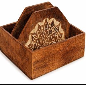 Caja de pañuelos de madera moderna con corte láser, soporte decorativo para servilletas, caja de pañuelos de madera con corte láser para el hogar y la oficina - Product Image 2