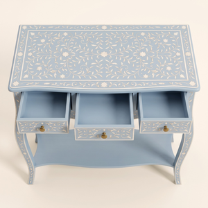 Table console bleu clair à motif floral pour usage domestique, vente en gros, matériau en os incrusté pour salon, achat en ligne - Product Image 3