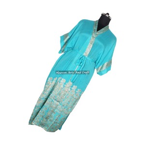KL005 Bohemian Silk Sari Kimono Long <b>Robe</b> Winter Autumn Summer Wear Full Length Long Sleeves Quick <b>Dry</b> Vintage Cover - Product Image 2