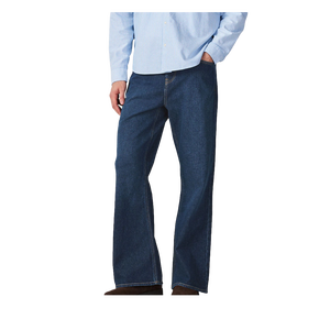 Men's Dark Blue Straight-Leg Jeans Mid Waist Regular Fit Casual Cotton Denim Autumn Wear - Product Image 1