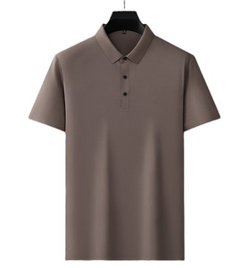 Polo de Manga Corta para Hombre, Color Marrón, Corte Regular, Cuello con Botones, Tejido Informal - Product Image 1