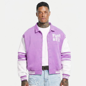 Custom Logo Canvas Varsity Jacket for Men Street Style <b>Black</b> Embroidery Breathable Windproof 100% Cotton - Product Image 3