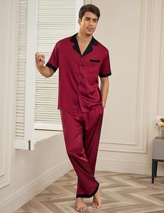 Ensemble pyjama femme col en V manches courtes, tenue de détente deux pièces en mélange de bambou - Product Image 3