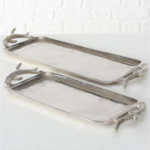 ถาดเงินพร้อมหูจับรูปเขากวางสีทอง ของตกแต่งคริสต์มาส ถาดทำมือ ถาดเสิร์ฟตกแต่ง ถาดเสิร์ฟสำหรับงานอีเว้นท์ - Product Image 3