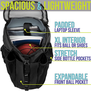 Mochila Deportiva Negra para Baloncesto con Correa para Balón, Bolsillo de Malla para Botella, Duradera, de Alta Calidad, Resistente y Personalizable - Product Image 6