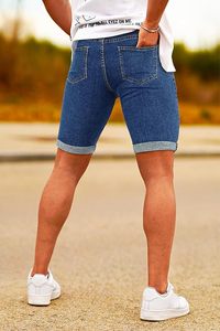 Pantalones Cortos de Mezclilla Bermuda Azul Claro para Hombre, Personalizados, Transpirables, Estilo Vintage, Cintura Media, Pierna Ancha, Estilo Hip Hop - Product Image 4