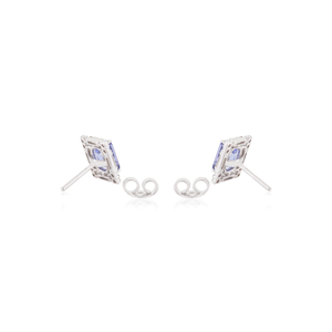 ดีไซน์หรูหราและคลาสสิก ต่างหูเพชรและแทนซาไนต์ทรงกลมประดับเพชรรอบๆ ทำจากทองคำขาวแท้ 14K ขายส่งราคาดีที่สุด เครื่องประดับประจำเดือนเกิด - Product Image 6