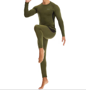 Custom Sportswear Compression Set Spandex/Polyester Quick Dry <b>Elastic</b> Crew Neck Full Sleeve 5pcs Workout Clothing Men Gym Wear - Product Image 1