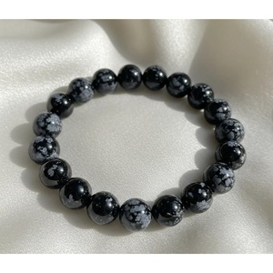 Natural Snowflake Obsidian Beaded Healing Crystal <b>Bracelet</b>-Handcrafted Wholesale - Product Image 3