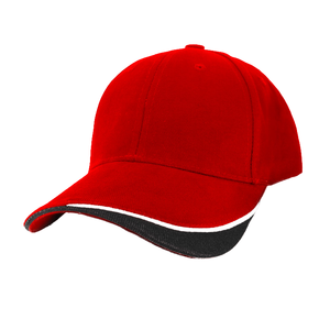 Casquette de baseball unisexe réglable à 6 panneaux, motif à carreaux, couleur unie, bordure contrastante, décontractée, en toile respirante, pour adulte, rouge - Product Image 1