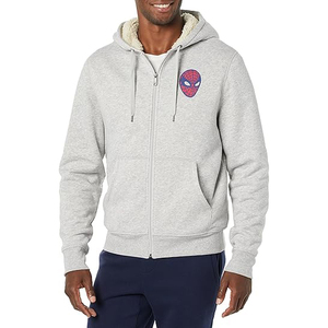 Sweat-shirt à capuche zippé Spider-Man gris, coupe classique, décontracté, pour l'automne, 100% coton molletonné, imprimé personnage - Product Image 1