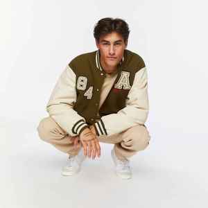 Bulk Wholesale Custom Wool Canvas Varsity Letterman Jackets with Stand Collar and Front Logo OEM - Product Image 4