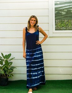 Robe longue décontractée tie-dye en rayonne, style streetwear moderne et simple, sans manches, tissée – Meilleure vente - Product Image 2