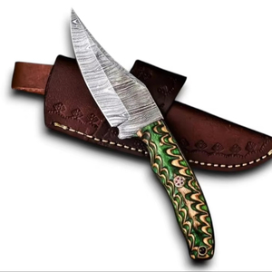 มีดเหล็กดามัสกัสแบบเต็มด้าม ขนาด 8 นิ้ว ปลายแหลม สำหรับตั้งแคมป์ ล่าสัตว์ และกิจกรรมกลางแจ้ง ราคาส่งที่ดีที่สุด รับผลิตแบบ OEM/ODM - Product Image 1