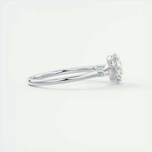 Anillo de compromiso solitario de tres piedras con diamante redondo cultivado en laboratorio de 2.50 quilates y baguettes cónicas en oro blanco de 14k - Product Image 5