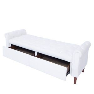 Muebles de Dormitorio, Sofá con Reposabrazos de Terciopelo Beige y Almacenamiento - Product Image 4