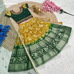 Excellent Quality Pure Silk with Weaving work & Shaded Lehenga-Taffeta Silk Choli & <b>Net</b> <b>Dupatta</b> Supplier from India - Product Image 5