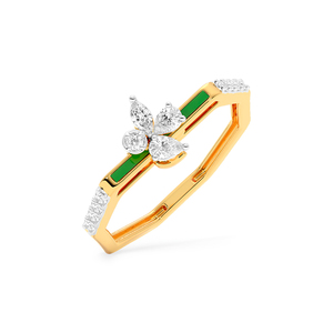 Lab Grown Diamond <b>Emerald</b> Floral <b>Band</b> <b>Ring</b> - Product Image 2