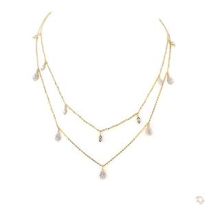 Collar Unisex de Oro Sólido de 18K con Diamantes Naturales de Corte Brillante Redondo, Estilo Romántico, para Uso Diario, Regalo - Product Image 2