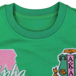 เสื้อสเวตเชิ้ตสีเขียว AKA ปักลายเชนิลสีชมพู ลายกรีก สำหรับสตรี ทรงคอกลม สวมใส่สบาย ดีไซน์ทันสมัย พรีเมียม - Product Image 3