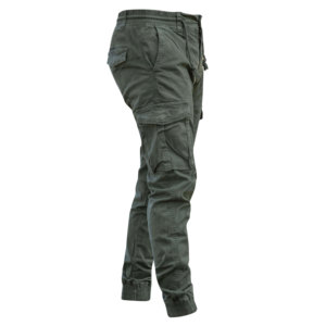 Pantalon cargo vert olive pour homme, taille élastique avec cordon de serrage, plusieurs poches, pantalon en toile décontracté, vêtements d'automne - Product Image 6