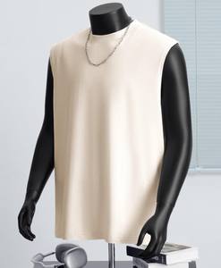 Trendy Men's Vintage Washed Pure Cotton Vest Oversize High Street Solid Color Retro <b>Loose</b> Sleeveless T-Shirt Non-Iron Treatment - Product Image 3