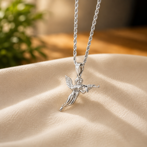 GRA Certified <b>Angel</b> Pendant 925 Sterling Silver Wings Themed <b>Charm</b> Unisex Classic Style Jewelry for Every Function - Product Image 1