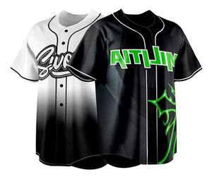 Maillot de baseball pour homme adulte en polyester respirant, impression par sublimation, uniforme blanc et noir dégradé 18 HSM4W - Product Image 4