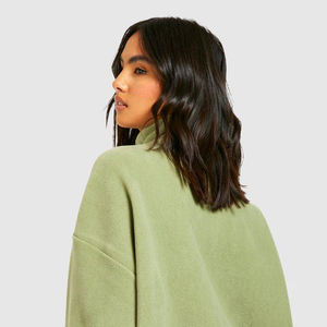 Sweat-shirt unisexe à col montant zippé 1/4, grande taille, en polaire brodé, délavé, couleur unie, pour homme et femme, collection automne - Product Image 3