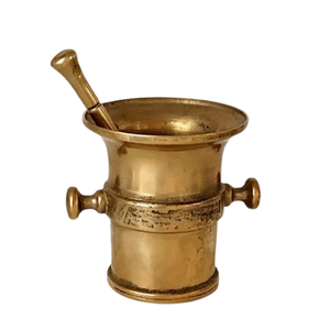 ครกและสากสำหรับห้องครัวในบ้านดีไซน์แกะสลักด้วยมือสีทองขัดเงา - Product Image 2