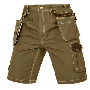 Shorts cargo personnalisés pour hommes, couleur unie, en toile respirante, taille mi-haute, fermeture boutonnée, longueur Bermuda, avec plusieurs poches - Product Image 2
