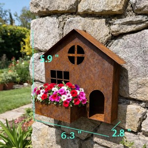 Macetero de metal galvanizado vintage para colgar en la pared, adecuado para balcones, vallas y decoración de jardines, procedente de la India. - Product Image 3