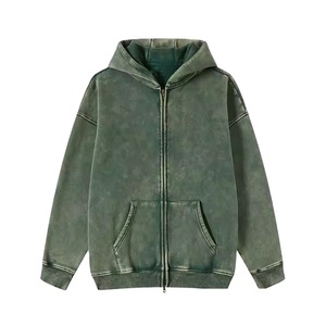 Sudadera con capucha extragrande para hombre, verde liso, teñida, de felpa francesa, informal, transpirable, de punto, para otoño - Product Image 1
