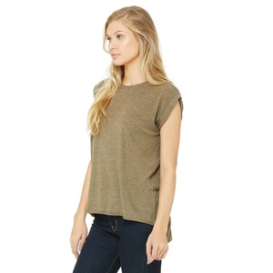Heather Olive Bella Canvas t-shirt de muscle personnalisé pour femme, haut uni de couleur Olive - Product Image 1
