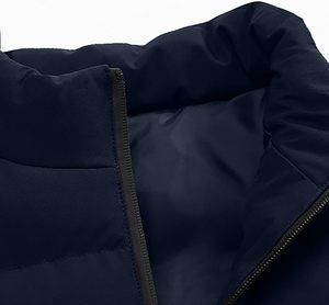 Chaleco Acolchado Azul Marino para Hombre, Cuello Alto, Cierre de Cremallera, Cortavientos, Informal, Ropa de Invierno, Relleno de Poliéster, Bolsillos, Largo Regular - Product Image 5