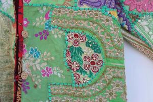 Patchwork algodón bordado púrpura chaqueta Hippie Patchwork chaqueta Mujer - Product Image 4