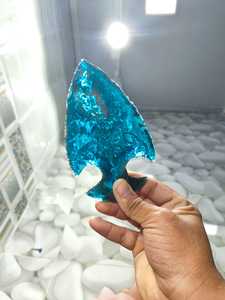 Wholesale Handmade Aqua Obsidian Glass Gemstone Fish Arrowheads, Natural Agate Knapped Stone <b>Crystal</b> <b>Crafts</b> - Product Image 4