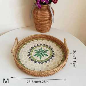 Plateau rectangulaire en rotin poli, résistant au lave-vaisselle, éco-responsable, de la marque Hs Husnain Crafts. - Product Image 6