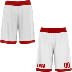Pantalones Cortos de Baloncesto Personalizados para Hombre, Color Rojo Real y Blanco, Diseño Sólido, Sublimados, 100% Poliéster, Transpirables, de Secado Rápido, con Logotipo Personalizado - Product Image 1