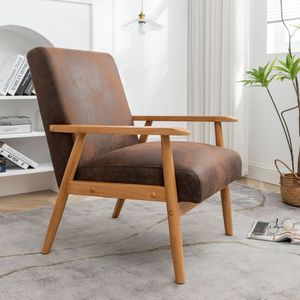 Fauteuil classique de style Mid-Century Modern, 25,38 pouces de large, marron clair, pour salon - Product Image 3