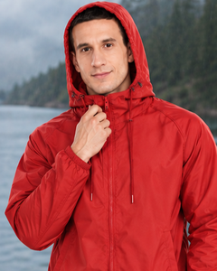Men's <b>Red</b> Hooded <b>Windbreaker</b> Jacket Windproof Zipper Closure Casual Autumn Wear Regular Fit Solid Color Polyester Shell - Product Image 4