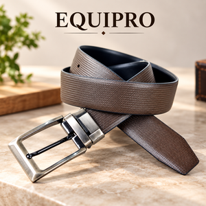 Equipro Brown Cow Hide <b>Reversible</b> Casual <b>Belt</b> Alloy Rectangular Pin Buckle Solid Texture Eco-Friendly One Piece Molding Durable - Product Image 2