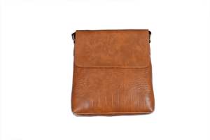 Sac bandoulière en cuir véritable marron, motif alligator, fermeture éclair, sangle amovible, style vintage, unisexe, usage quotidien - Product Image 1