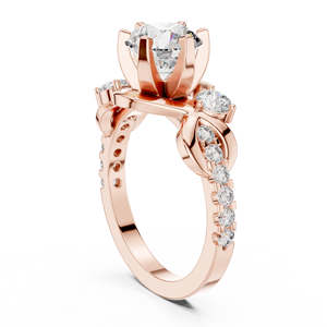 Anillo de Moissanita Art Deco con Banda Entrelazada Elegante Vinson Project, Certificado GRA, Piedras Laterales Talladas en el Centro, Acabado en Oro Rosa - Product Image 4