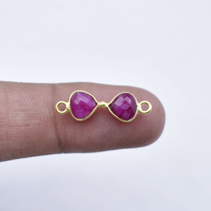 ตัวเชื่อมต่อเครื่องประดับรูปหัวใจทับทิม |   จี้หินสีแดงสำหรับงาน DIY - Product Image 3