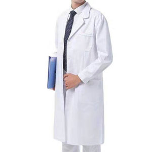 TENDENCIAS CLÁSICAS Bata de laboratorio unisex larga de tela tejida de algodón y poliéster blanca con solapa con muescas para detección de agujas, uniforme hospitalario de tres piezas - Product Image 2