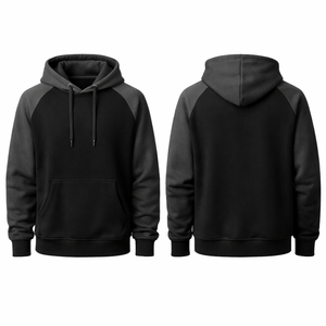 Sweat-shirts sport classiques à manches raglan bicolores noir et gris anthracite, pull-over contrasté de haute qualité, streetwear pour hommes - Product Image 2