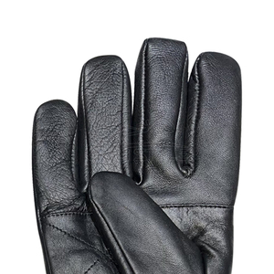 Gants en cuir véritable noir pour hommes, en peau de mouton sergé de luxe, élégants, à doigts entiers, décontractés, pour l'hiver, de haute qualité, à la mode - Product Image 4