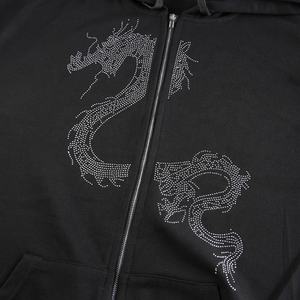 Sudadera con capucha personalizada con diamantes de imitación para mujer, sudadera gótica con cremallera estilo callejero de gran tamaño para mujer 2023 - Product Image 4