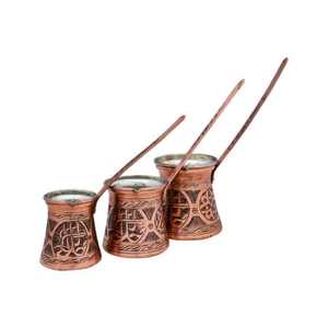 Ensemble de 2 pots à thé/café turcs décoratifs modernes de luxe, design martelé spécial Moyen-Orient, avec couvercle et poignée en laiton, compatibles lave-vaisselle - Product Image 4